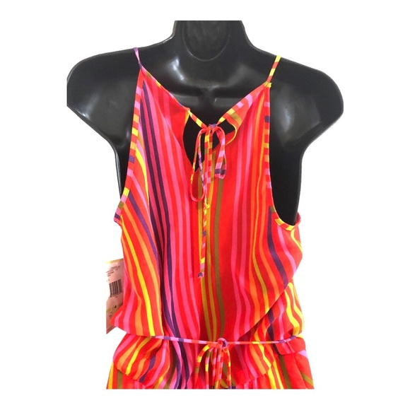 Nine West pink multicolor striped asymmetric belted flowy dress size 4 new‎ - Picture 13 of 15